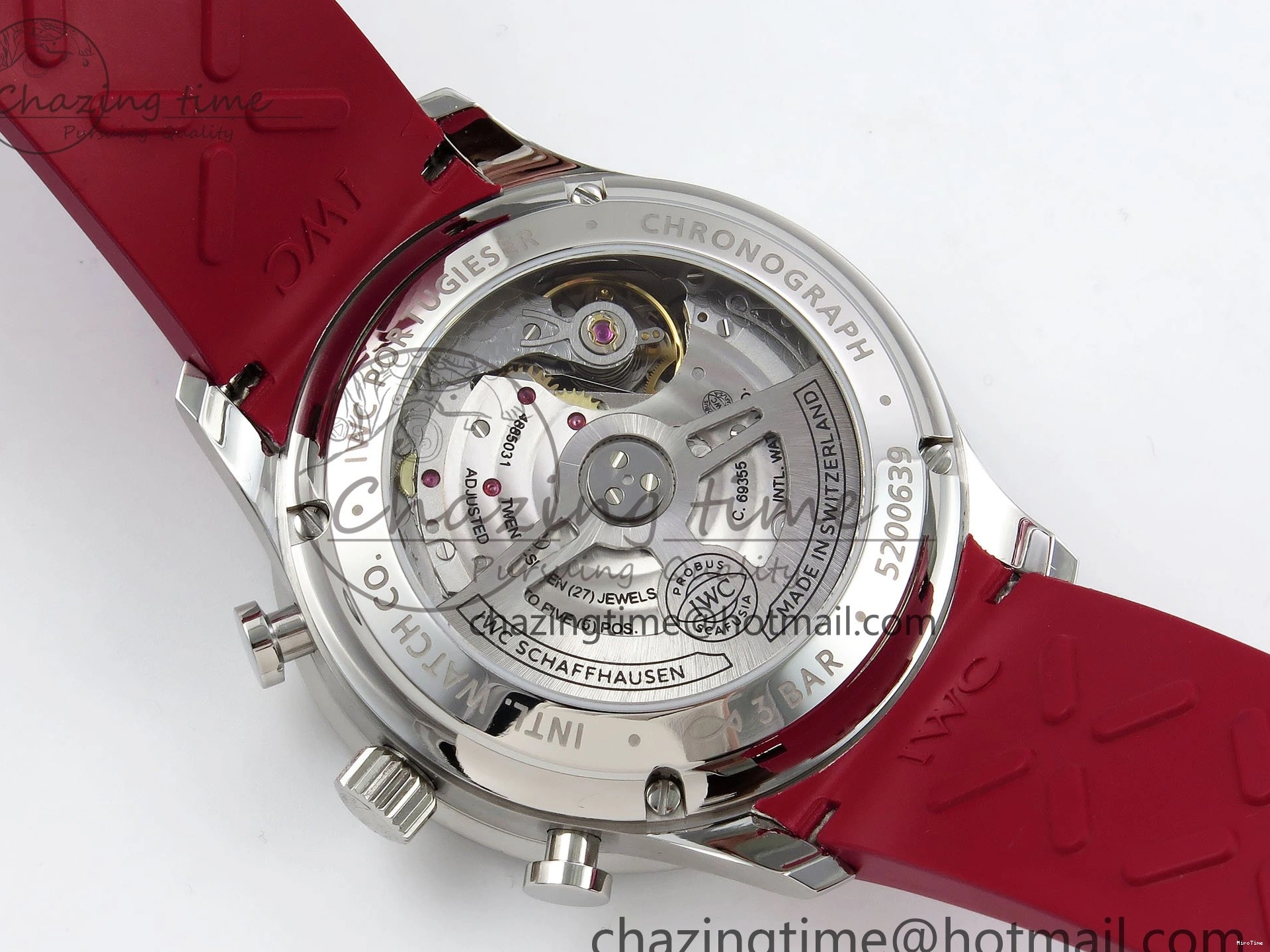 MIROTIME 0301 Reliable Portuguese Chrono IW3716 Z+F 1:1 Best Edition Red Dial on Red Rubber Strap A 7015